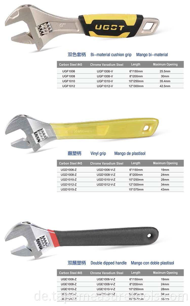 Grifffarbe optional verstellbarer Schraubenschlüssel mit Vinyl Grip Griff